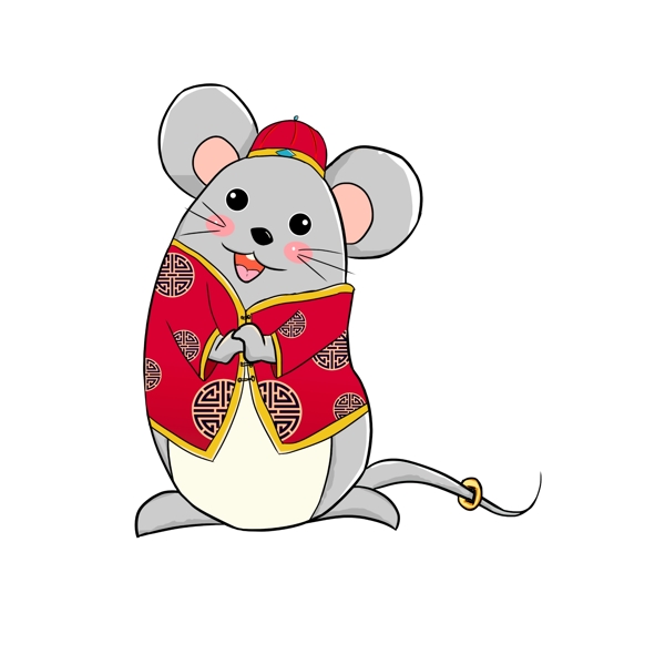 老鼠贺年手绘插画