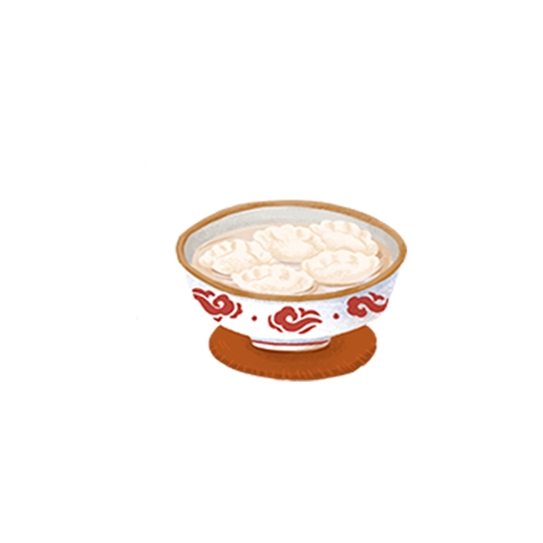小碗白色饺子装饰元素