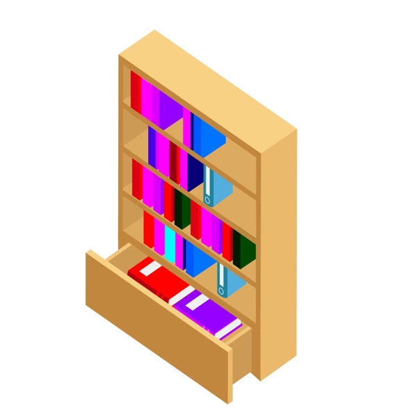 2.5D复合式书柜书架家具元素合集