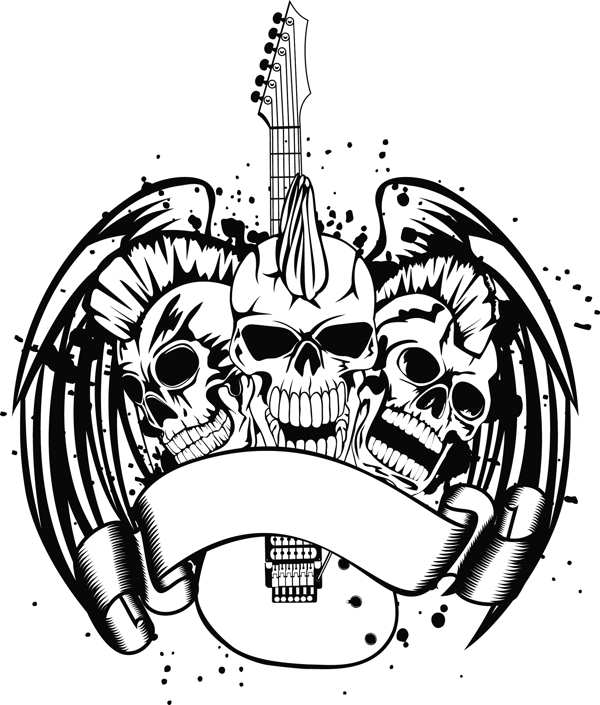 骷髅吉他矢量图设计