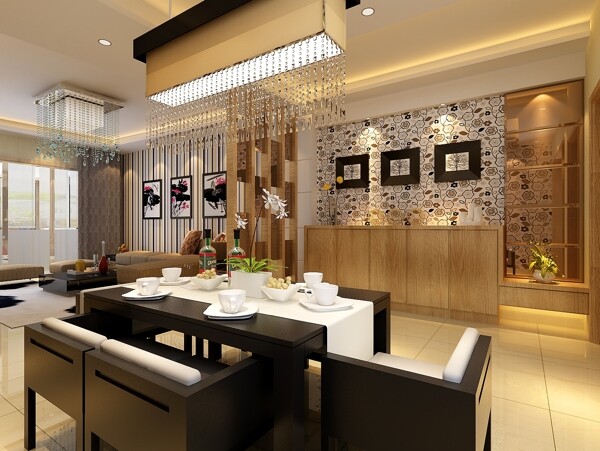 簡(jiǎn)約餐廳模型效果圖