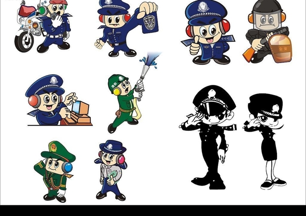 矢量卡通各類警察圖片
