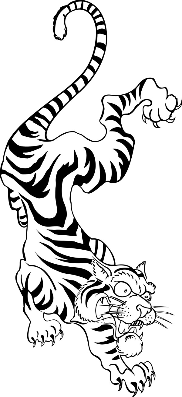 免费纹身风格矢量的老虎