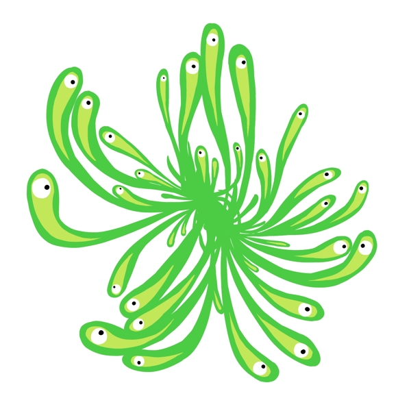 绿色的多头细菌插画