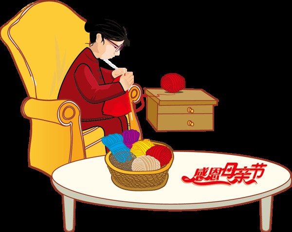 卡通感恩母親節(jié)png元素
