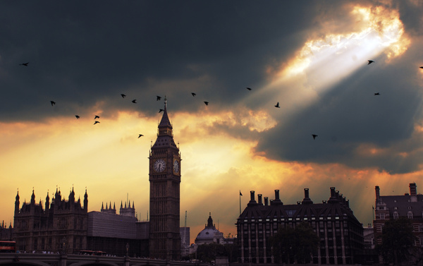 伦敦黄昏前景色图片