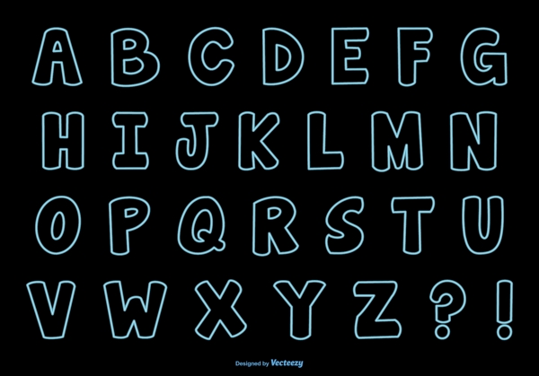 霓虹样式字母集