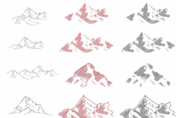 山峰山脉CDR矢量图元素图案