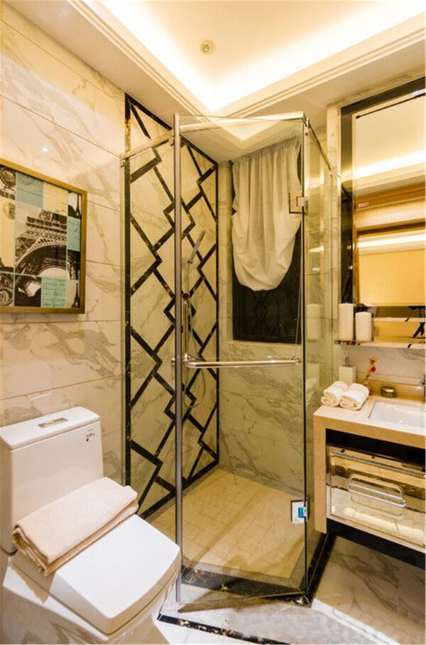 现代时尚卫生间浴室背景墙设计图