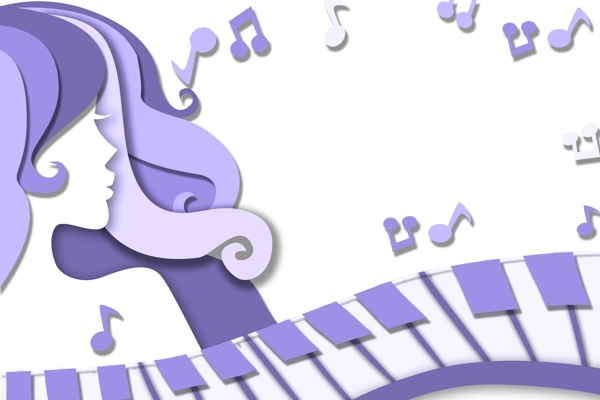 紫色音符女神节边框