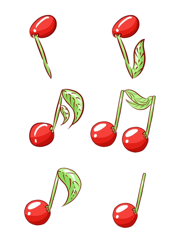 音乐节音符元素手绘卡通水果形状音符