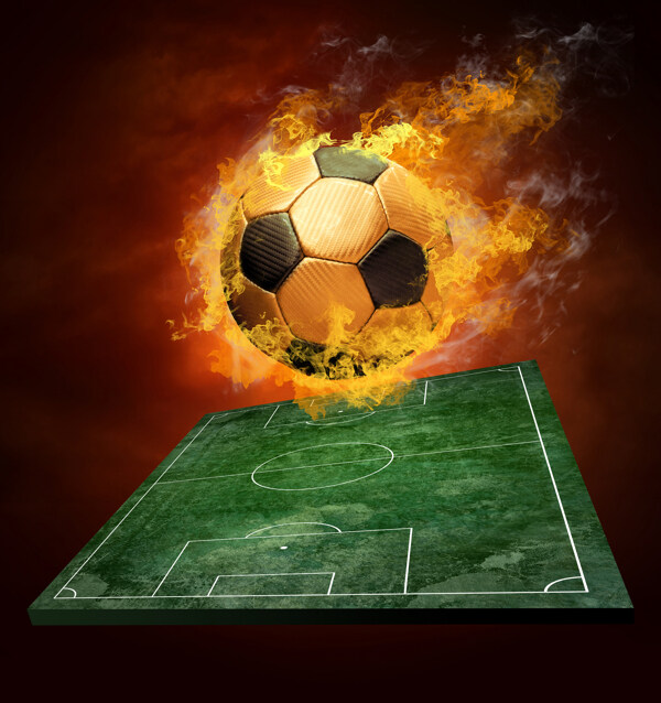 火焰足球与球场图片