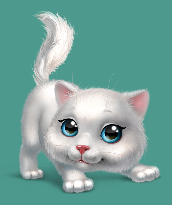 白色可爱小猫图片