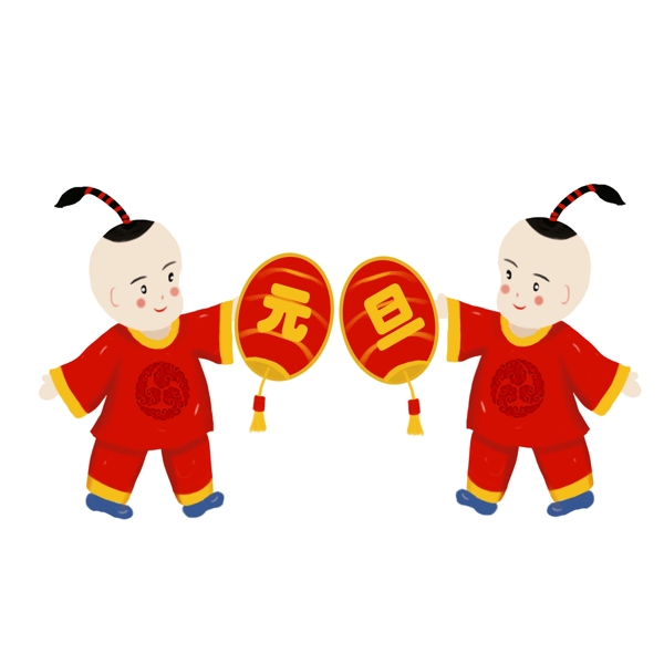 手繪新年人物png素材