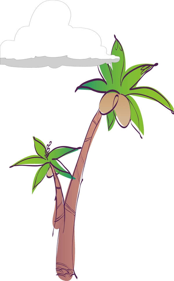 手绘椰树绿色元素