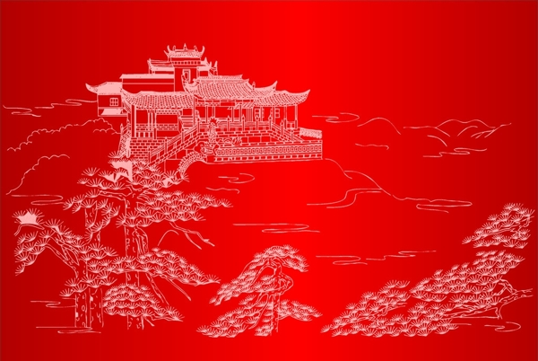 古建筑青松圖片