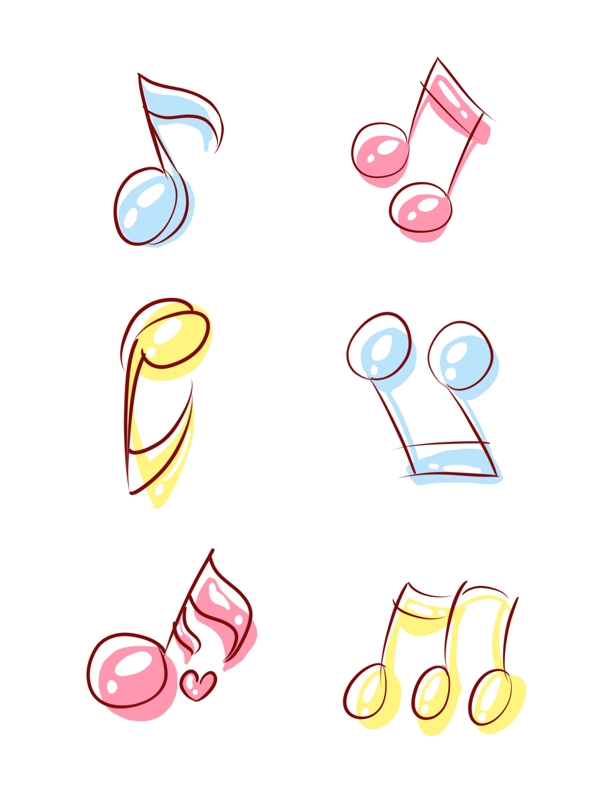音乐节音符元素手绘卡通简笔画音符