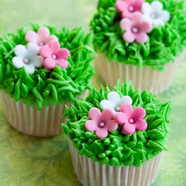 绿色草地花朵蛋糕图片