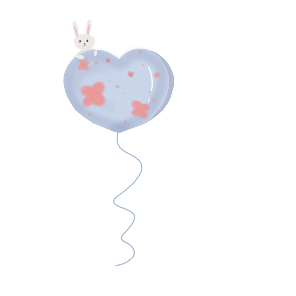 兔子樱花蓝色气球