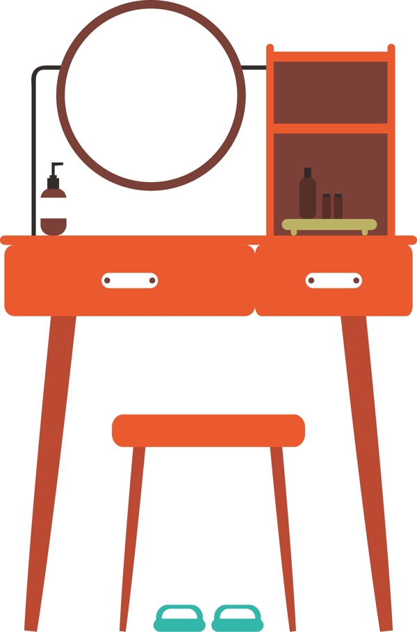 橙色的家具梳妆镜插画