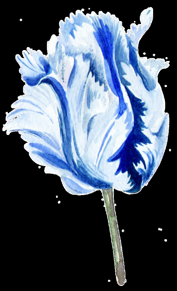 灿蓝花朵卡通透明素材