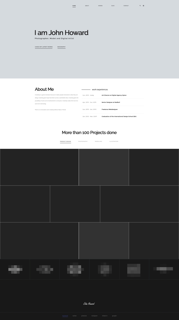 多用途网页黑白模块艺术组合界面PSD模板