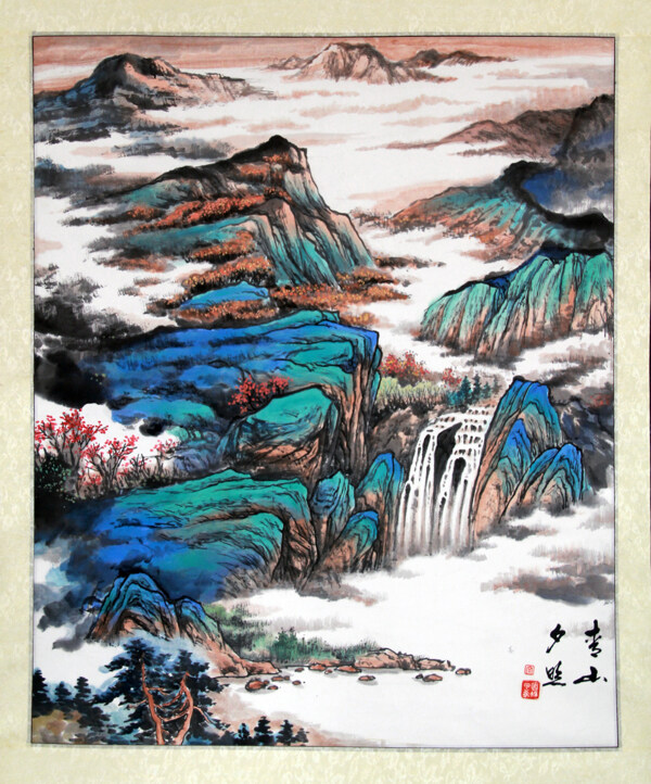 青山夕照圖片