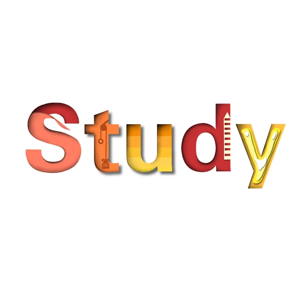 彩色創(chuàng)意study英文設(shè)計