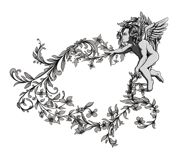花框矢量插畫的天使