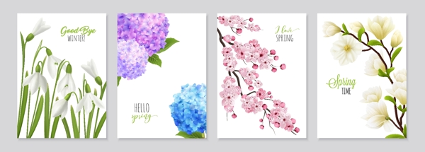 春天花卉卡片设计