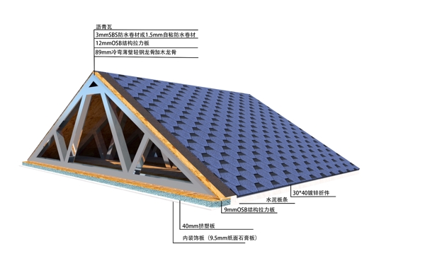 轻钢别墅屋顶结构图图片