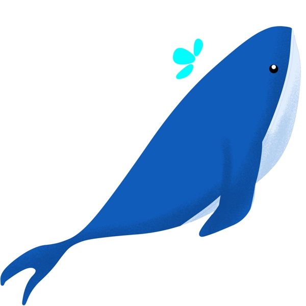 蓝色喷口水鲸鱼插画