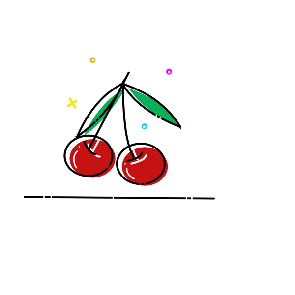 手绘卡通樱桃水果