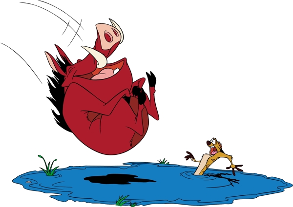 獅子王之野豬澎澎卡通插畫矢量素材