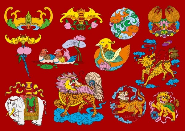 多款中国民间传统吉祥图案矢量素