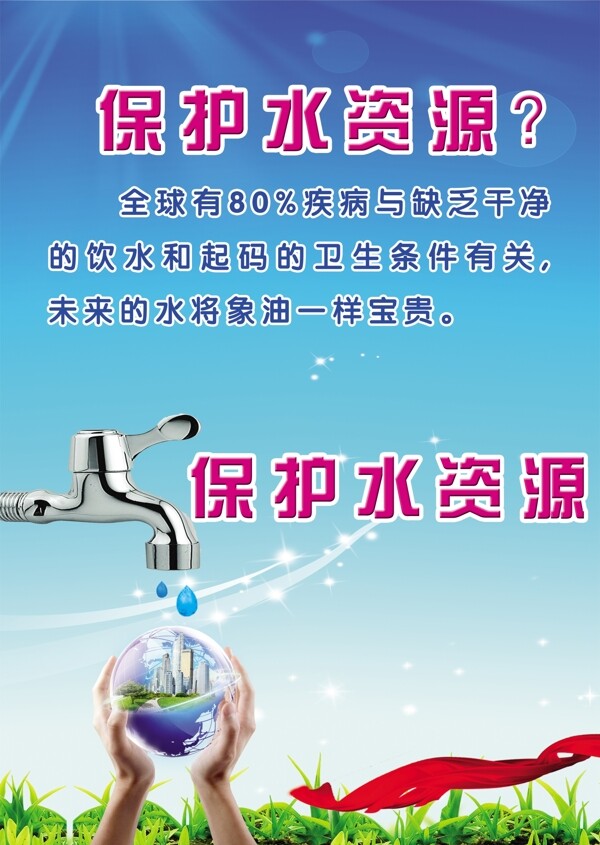 愛護水資源保護水資源水水龍頭手