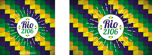 里约2016的彩色平广场背景矢量图素材