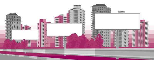 城市建筑與廣告牌矢量素材
