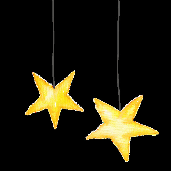 黄色星星灯饰圣诞节透明装饰素材