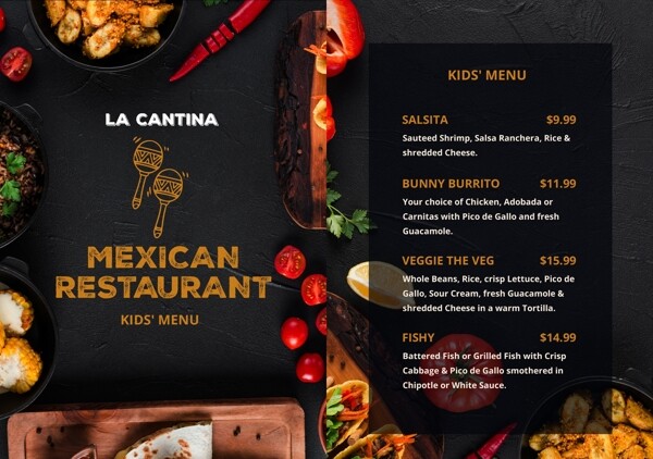 墨西哥儿童套餐菜单