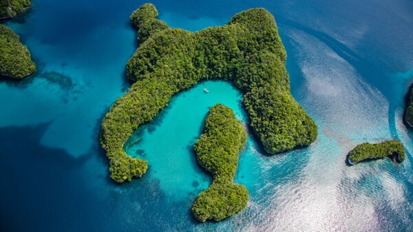 高清海面岛屿蓝色海自然背景素材