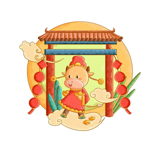 春節(jié)動漫牛形象圖片