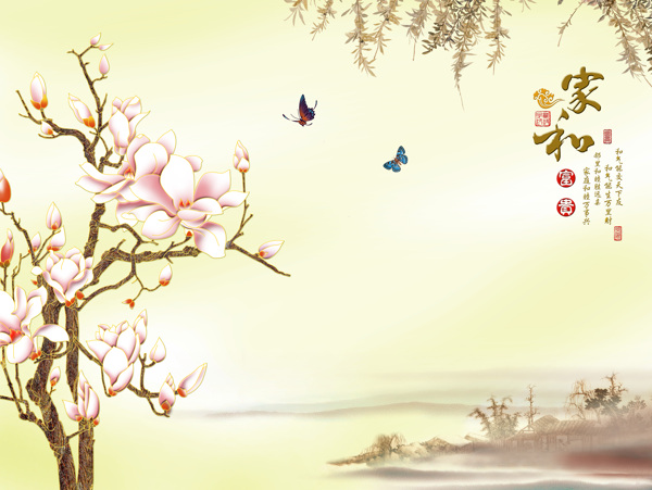 梅花花卉背景墻