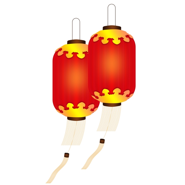 红色喜庆中国风新春传统灯笼可商用装饰图案
