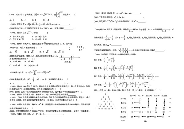 数学冀教版2009中考试题实数与规律