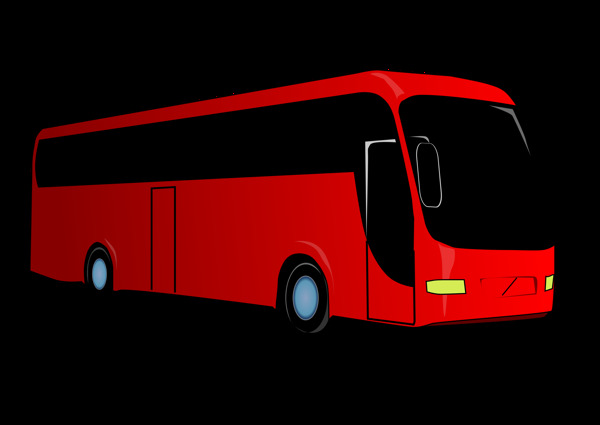 红色公共汽车免抠png透明图层素材