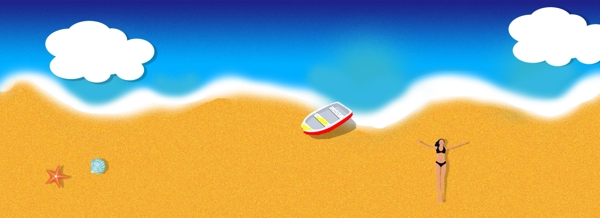 一起去旅行之阳光沙滩比基尼美女海星贝壳
