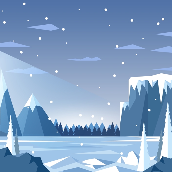 雪河流山風(fēng)景
