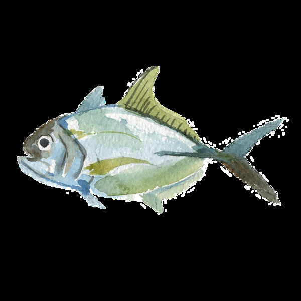 水彩手繪魚透明素材