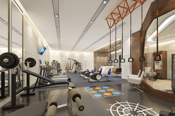 现代健身房效果图空间